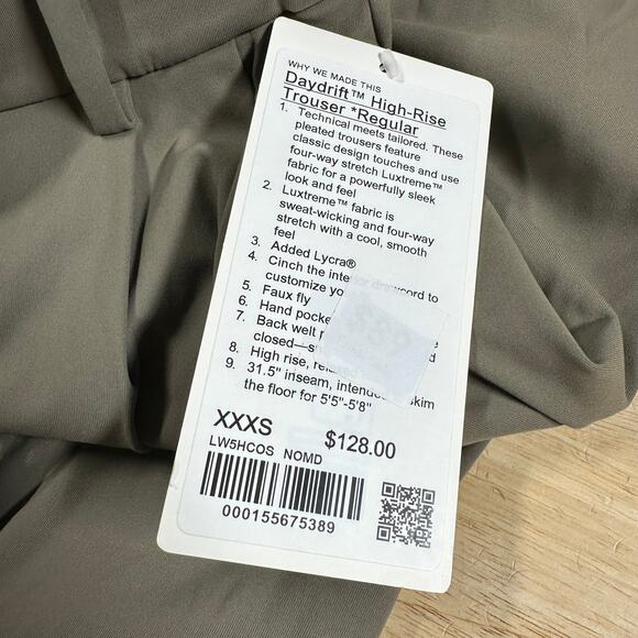 Lululemon Daydrift High-Rise Trouser Regular Nomad Women's Sz XXXS New With Tag - Picture 8 of 12